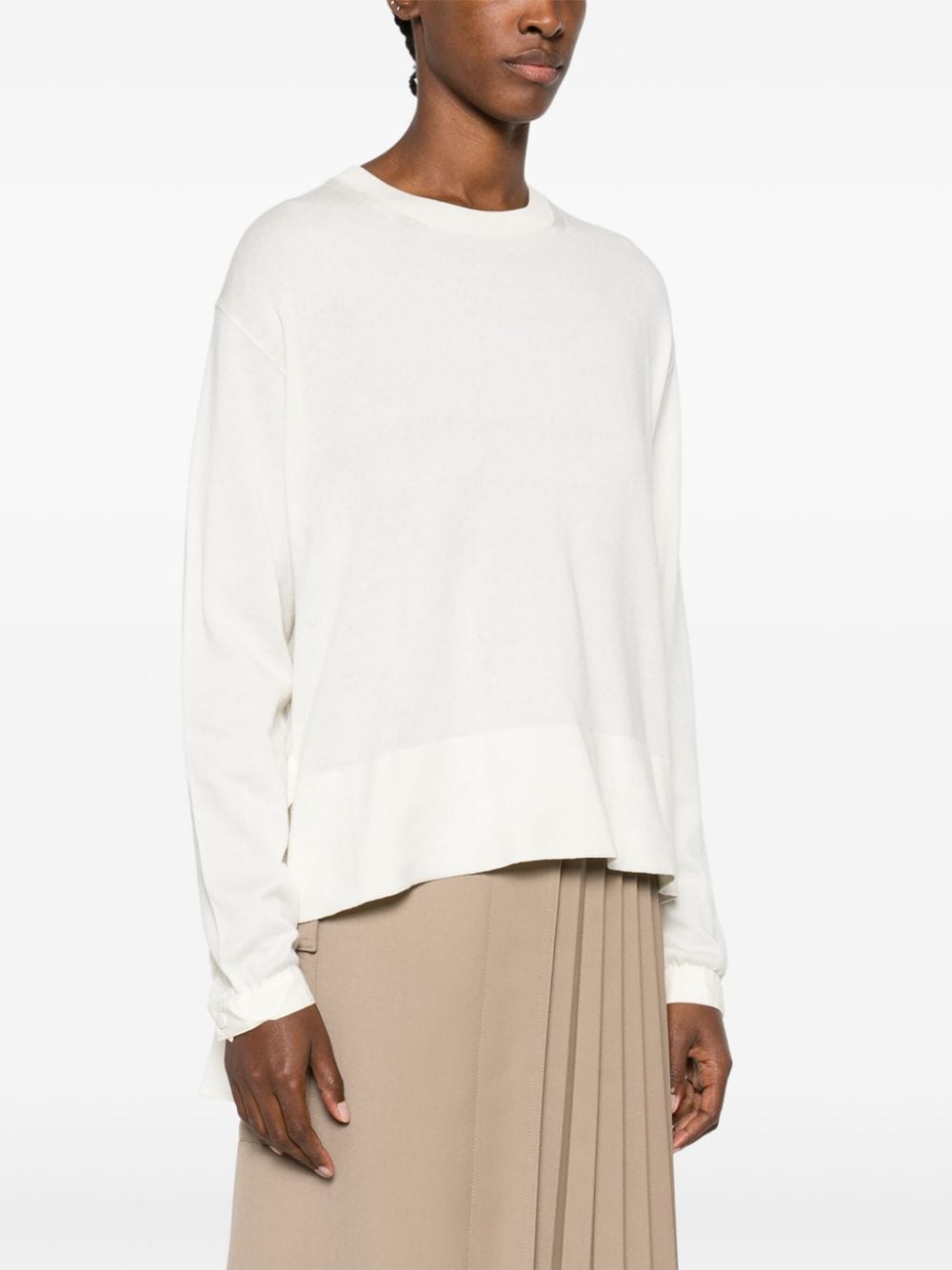 Shop Moncler Fine-knit Panelled Jumper In Neutrals