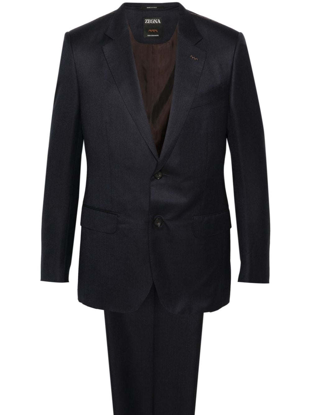 Zegna single-breasted cashmere suit Blauw