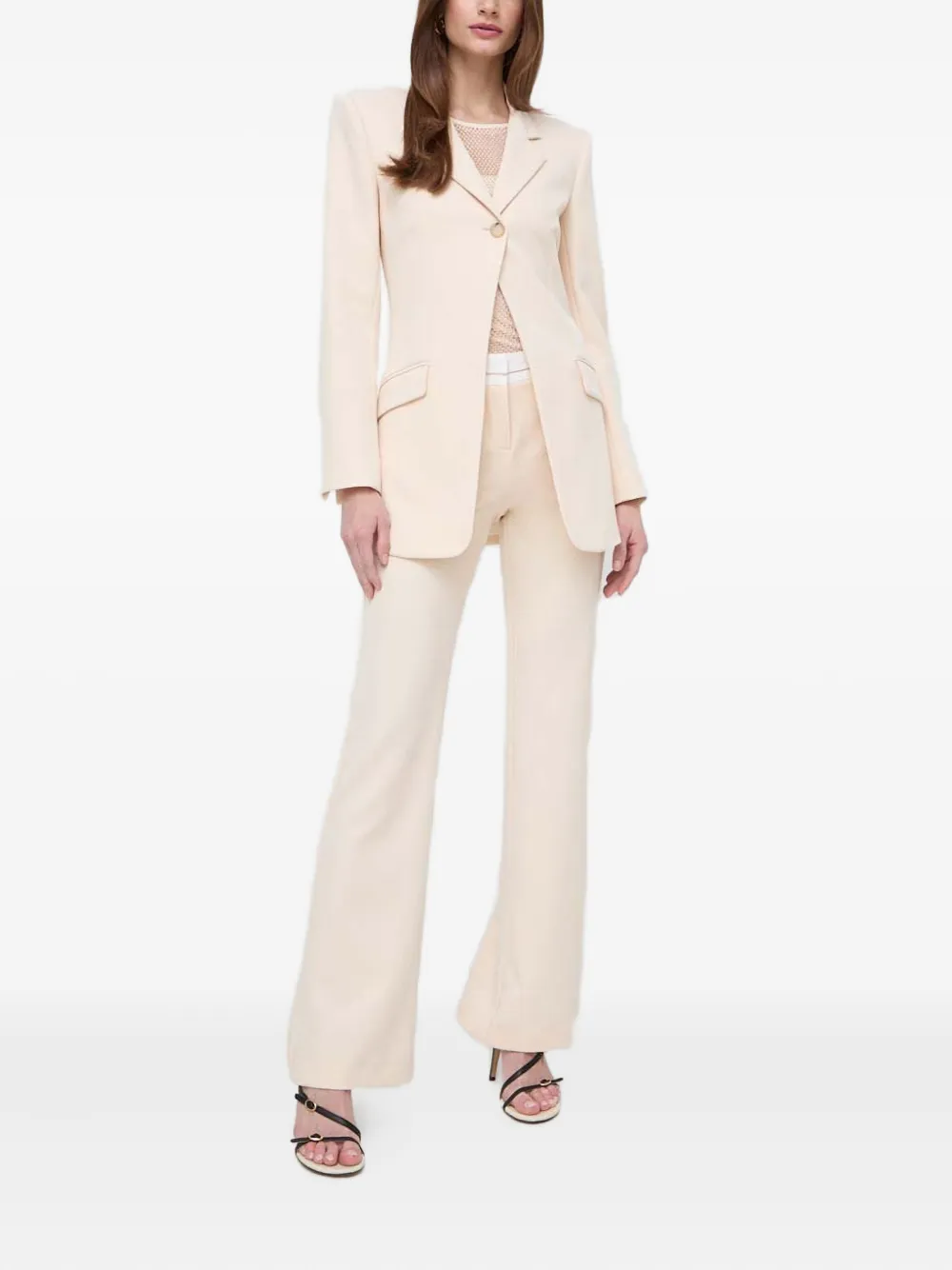 Patrizia Pepe Crystal-embellished Mesh Top In Neutral