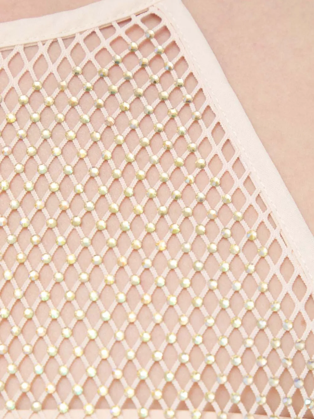 Patrizia Pepe Crystal-embellished Mesh Top In Neutral