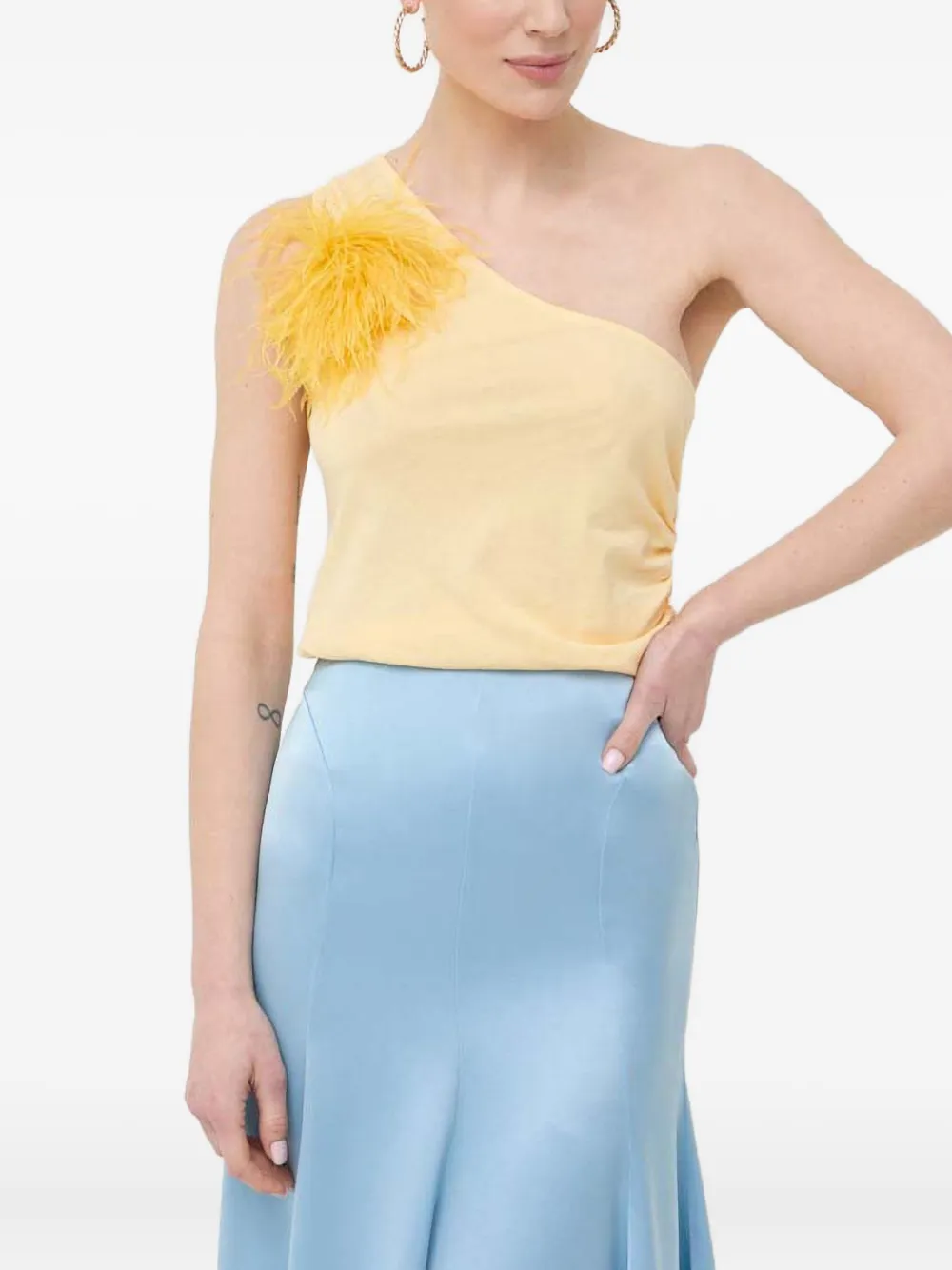 Patrizia Pepe feather one-shoulder top - Giallo