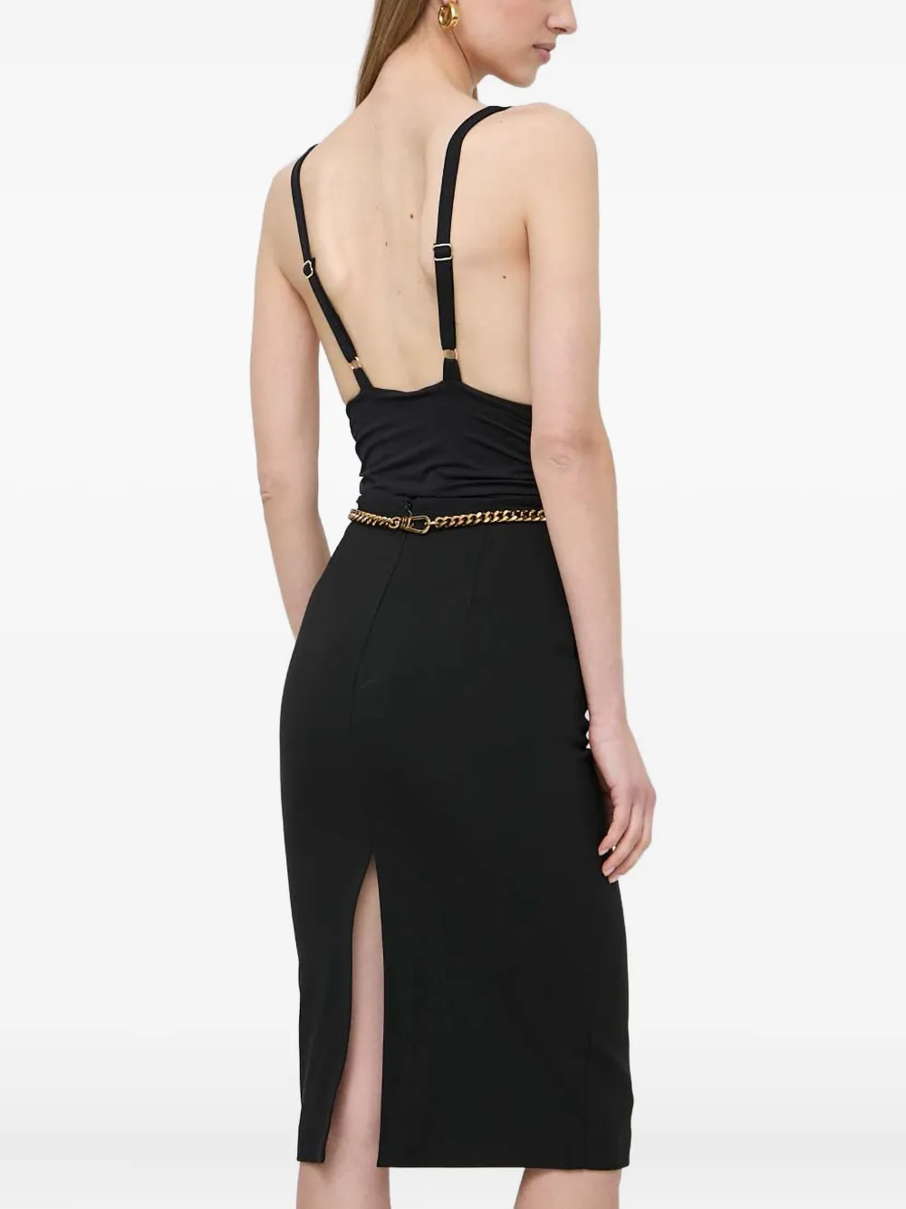 Patrizia Pepe Ruched Strap Top In Black