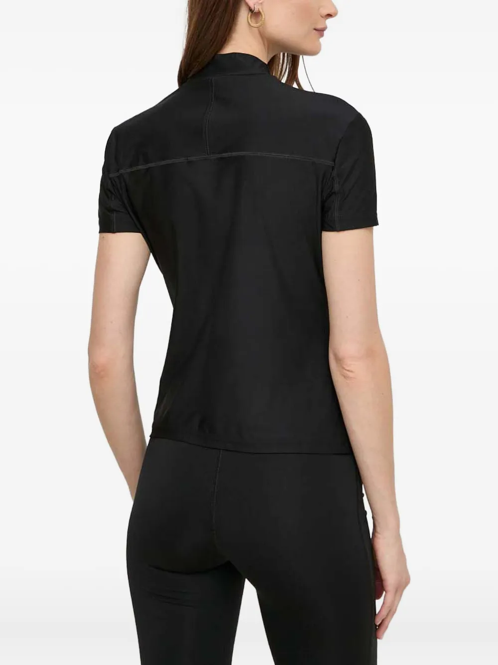 Patrizia Pepe Short-sleeve High-neck T-shirt In Black