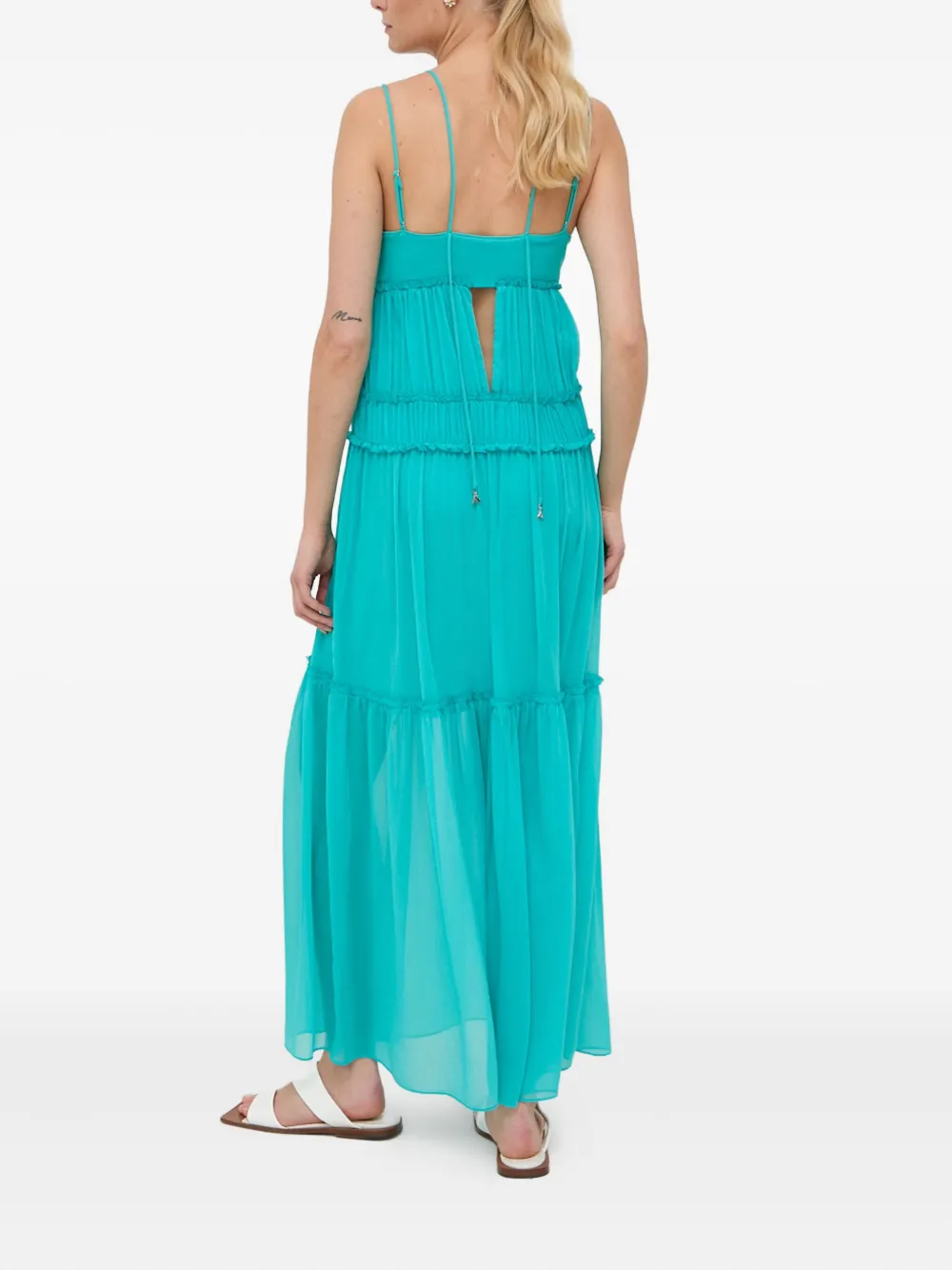 Patrizia Pepe Uitgesneden maxi-jurk met ruches Blauw