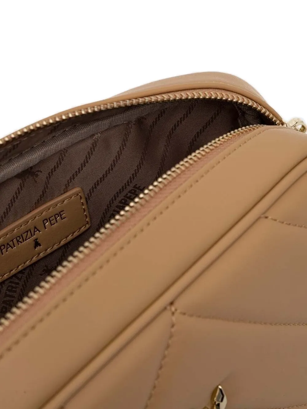 Patrizia Pepe Gewatteerde crossbodytas verfraaid met bij Beige