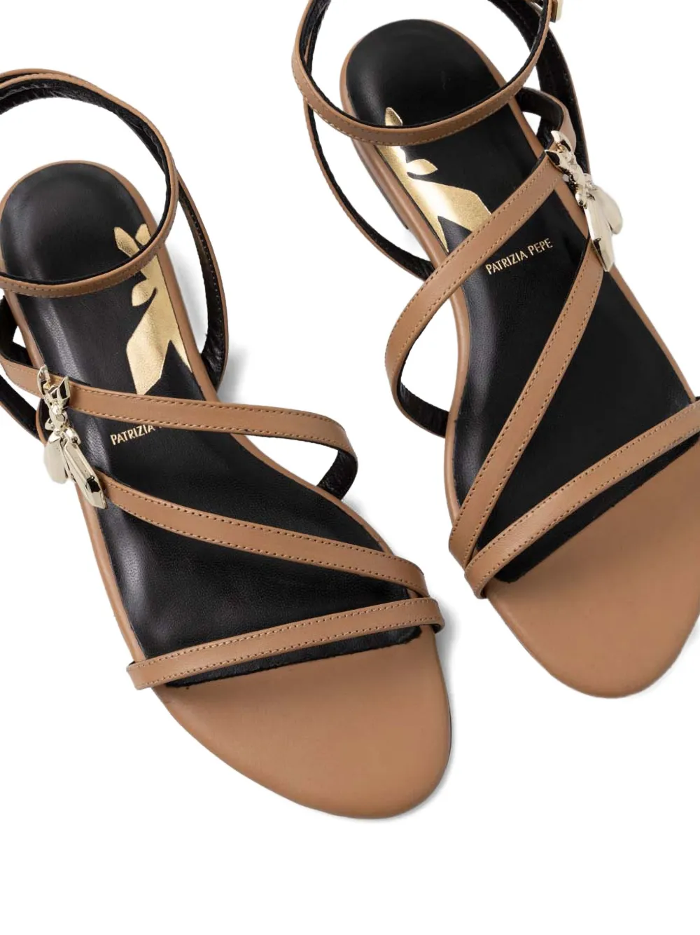 Patrizia Pepe Fly-motif Strappy Sandals In Brown