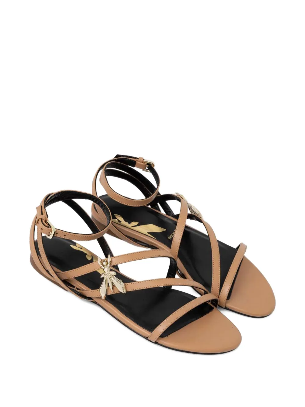 Patrizia Pepe Fly-motif Strappy Sandals In Brown