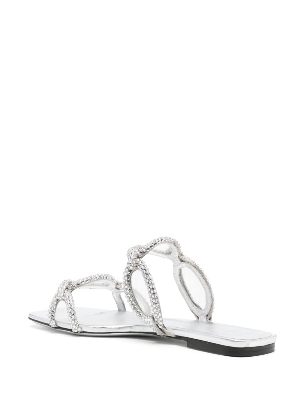 Pre-owned Valentino Garavani Chain 1967 Crystal-embellished Sandals In Silver