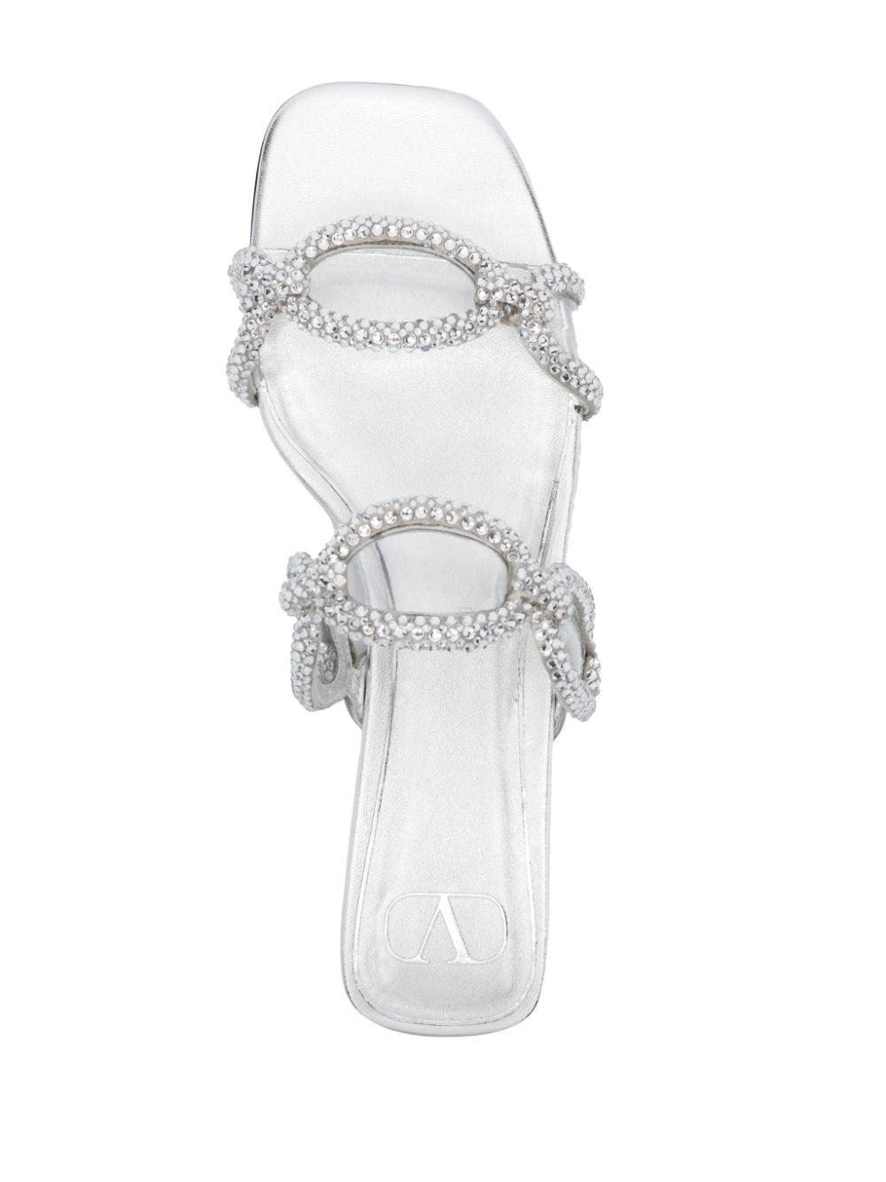 Pre-owned Valentino Garavani Chain 1967 Crystal-embellished Sandals In Silver