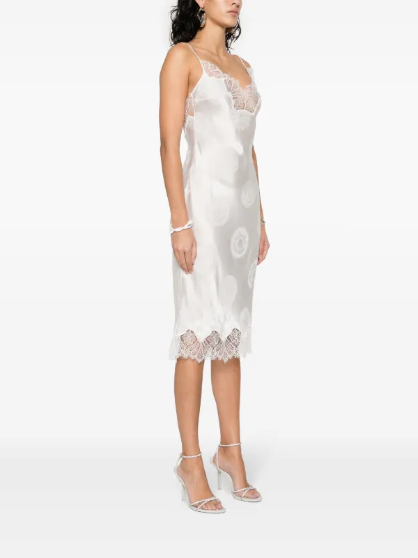 Coperni Cymatics floral-jacquard Slip Dress | White | FARFETCH