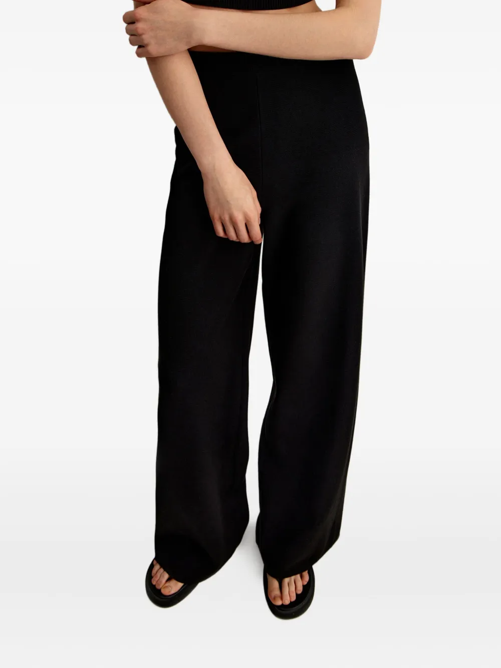 12 Storeez Wide-leg Trousers In Black