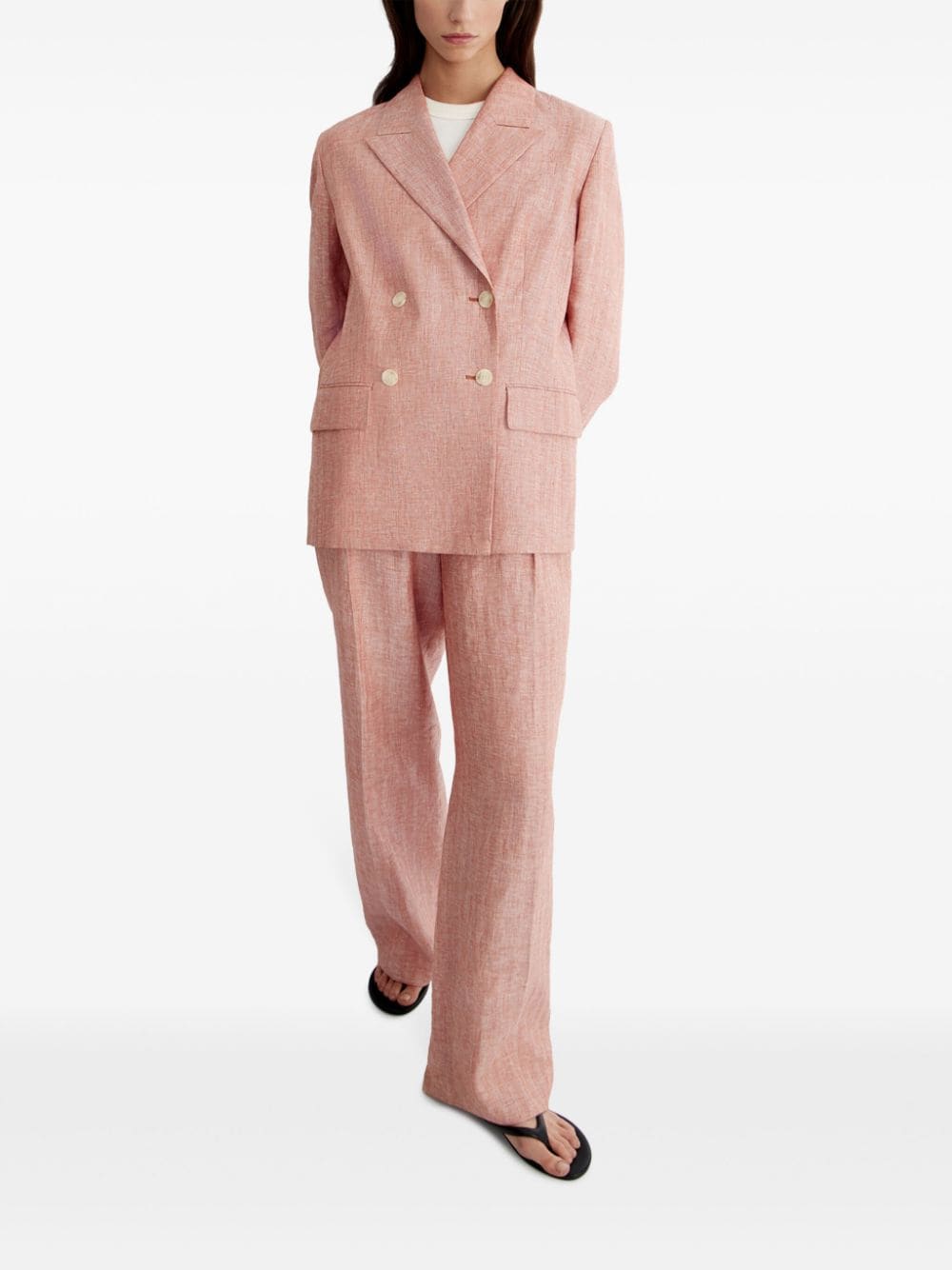 12 STOREEZ double-breasted linen blazer - Roze