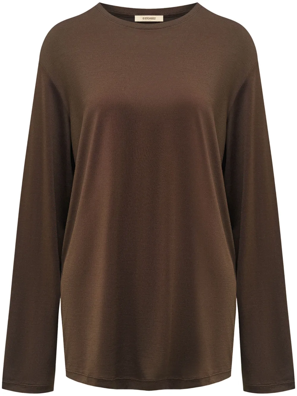 12 Storeez Long-sleeve Silk T-shirt In Burgundy