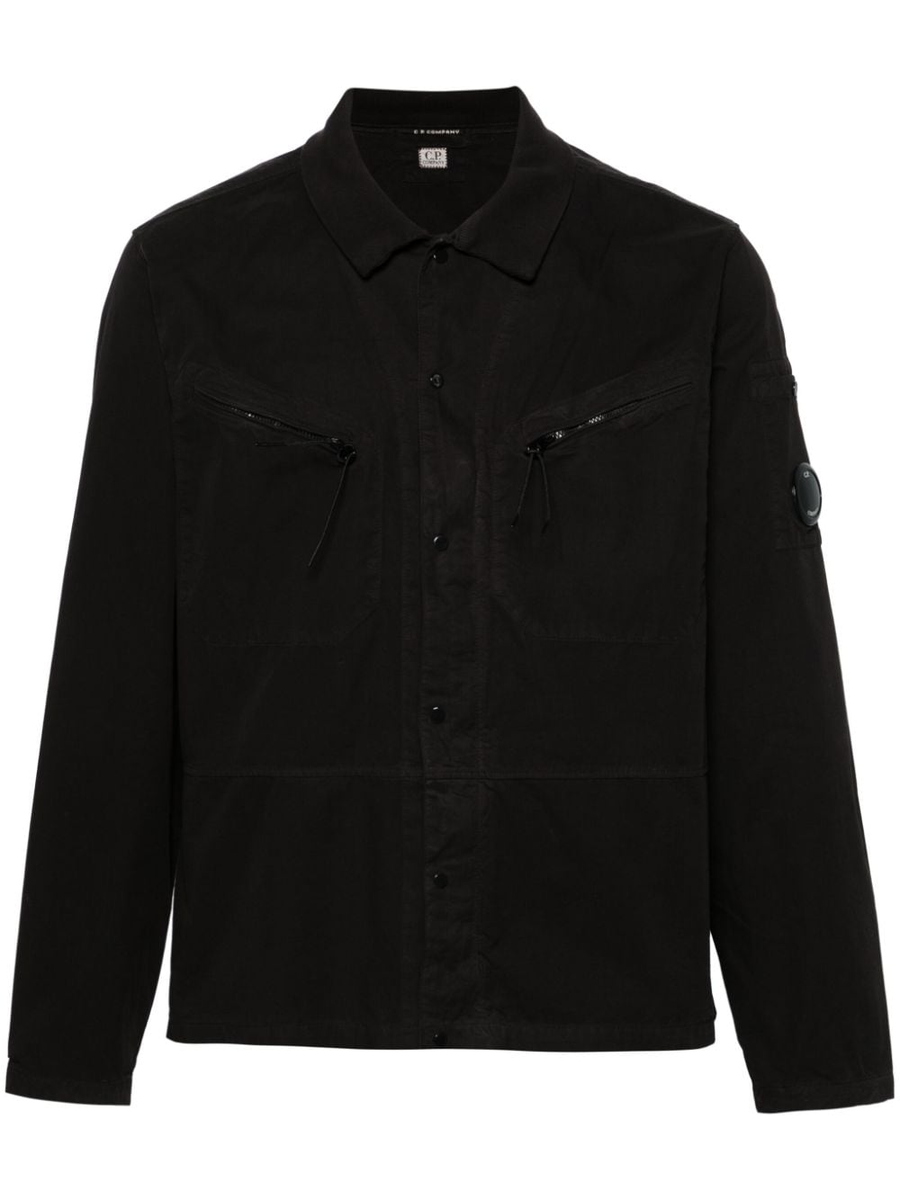 C.p. Company Lens-detail Press-stud Shirt In Black