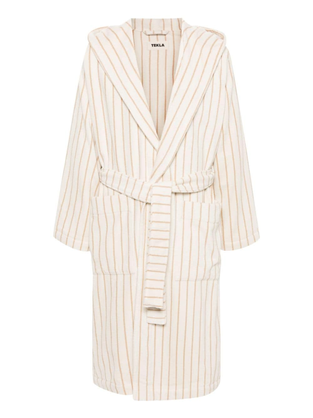 Tekla Striped Organic-cotton Bath Dressing Gown In Neutrals