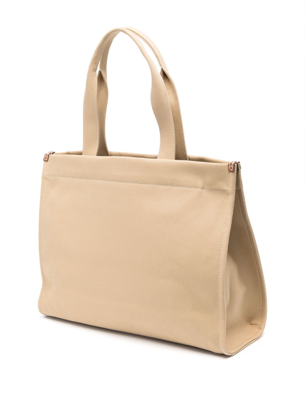 Shop Tory Burch Ella Canvas Tote Bag In Neutrals