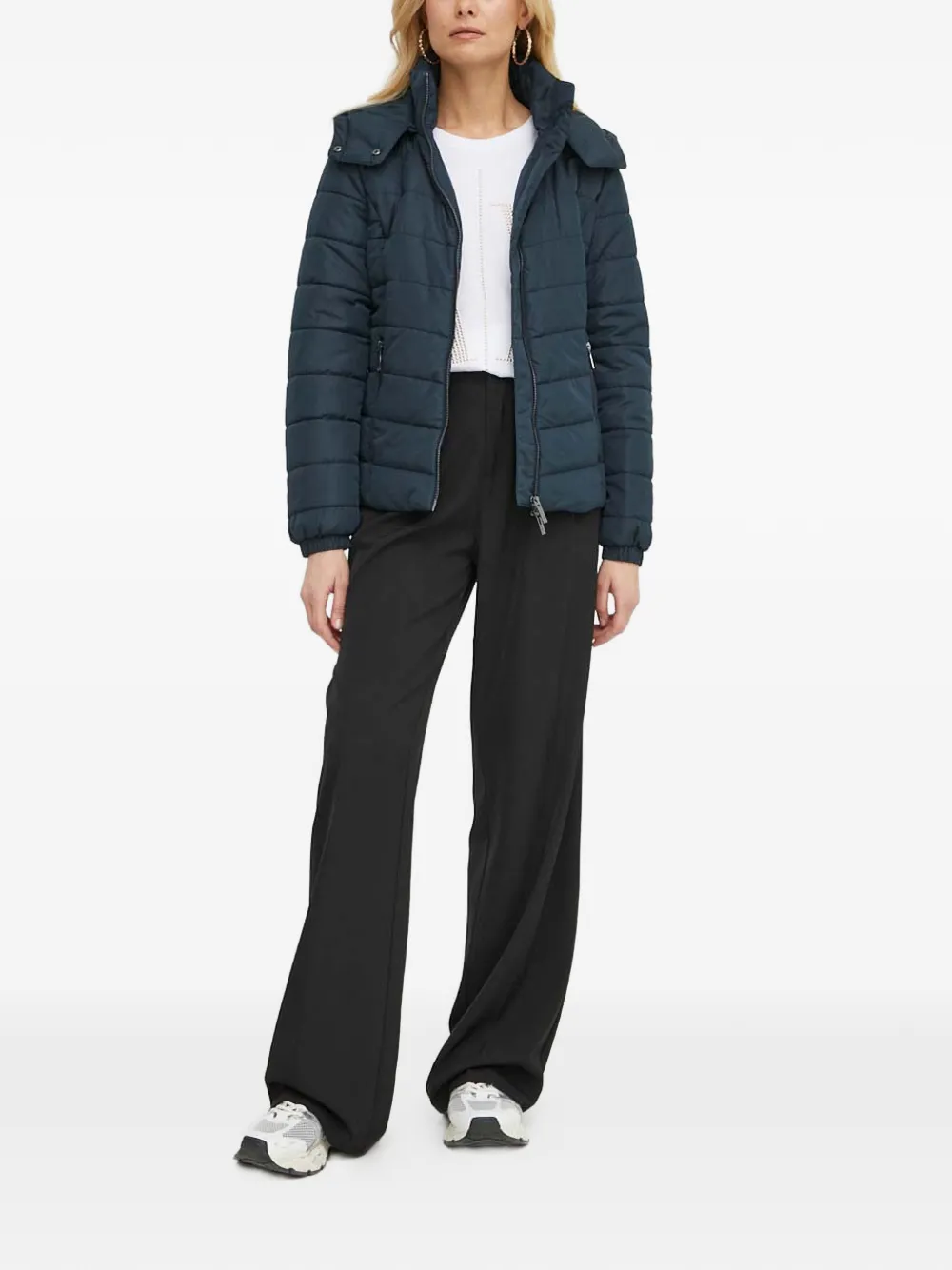  Armani Exchange Hooded Quilted Puffer Jacket - Blue 