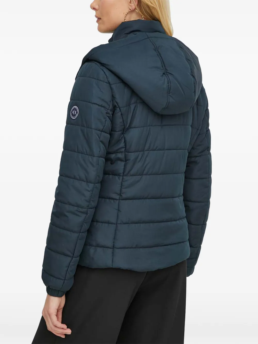  Armani Exchange Hooded Quilted Puffer Jacket - Blue 