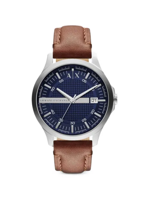 Armani Exchange leather-strap 46mm watch