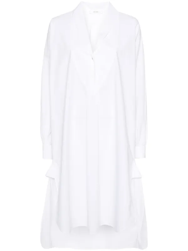 The Row Elinor Cotton Shirt Dress in Neutrals