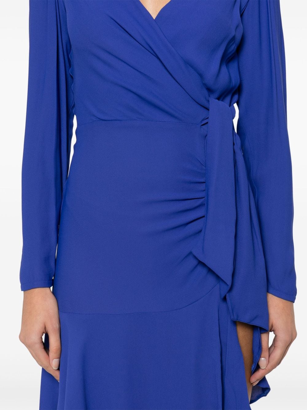 Shop Elisabetta Franchi Crepe Asymmetric Midi Dress In Blue