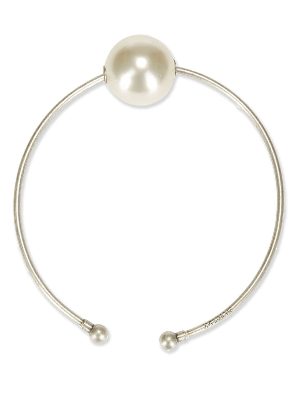 Shop Sportmax Faux-pearl Choker Necklace In Silver