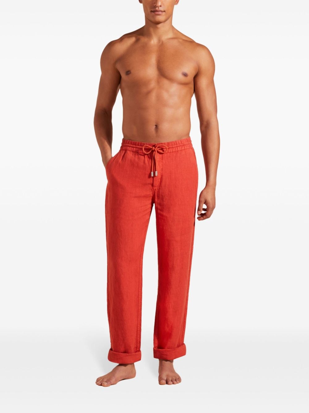 Vilebrequin straight-leg linen trousers - Rood