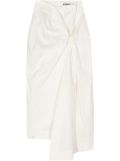 Issey Miyake twist asymmetric midi skirt - White