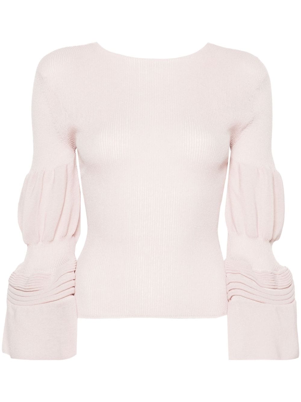 Issey Miyake Bell-sleeves Ribbed-knit Top In Pink
