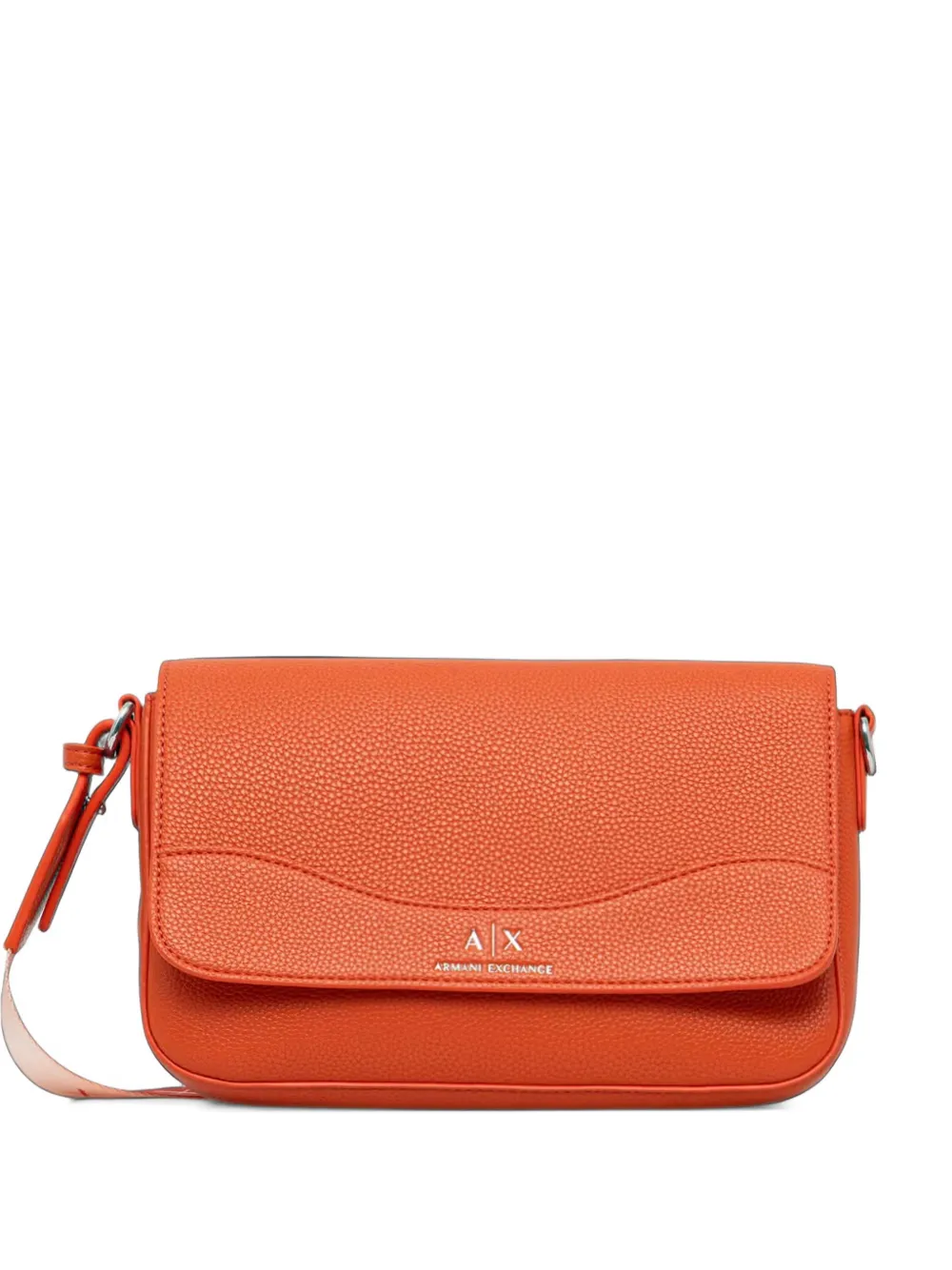 Armani Exchange logo-plaque pebbled cross body bag - Arancione