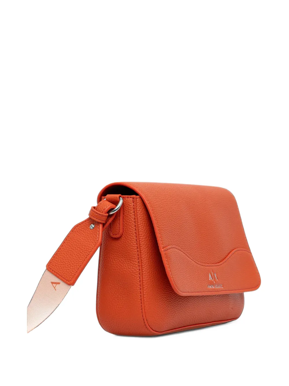 Armani Exchange logo-plaque pebbled cross body bag Oranje