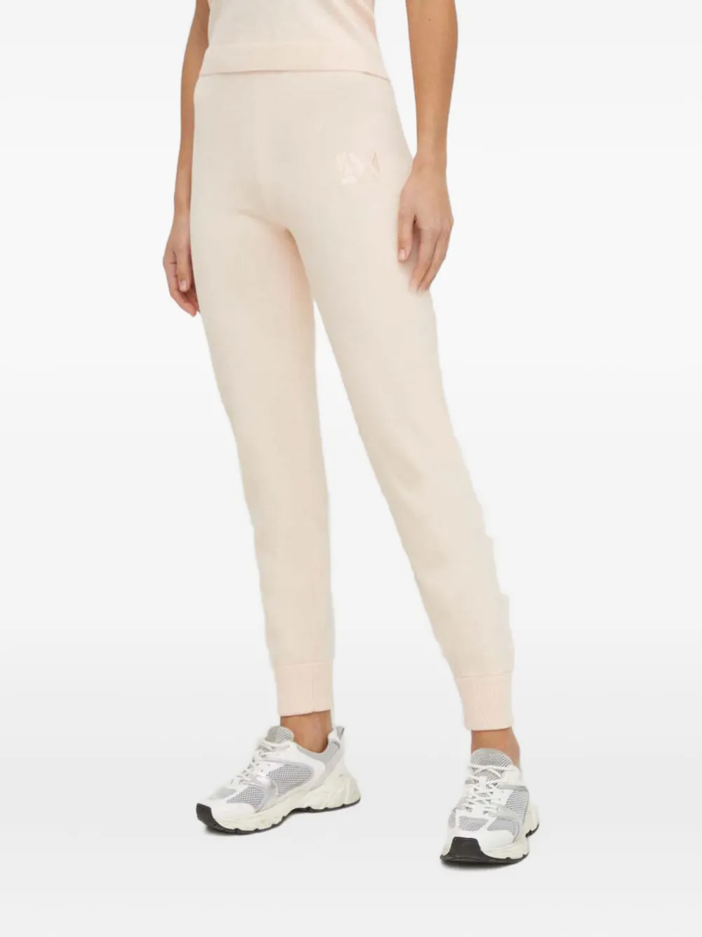 Armani Exchange Logo-embroidered Track Pants In Neutral
