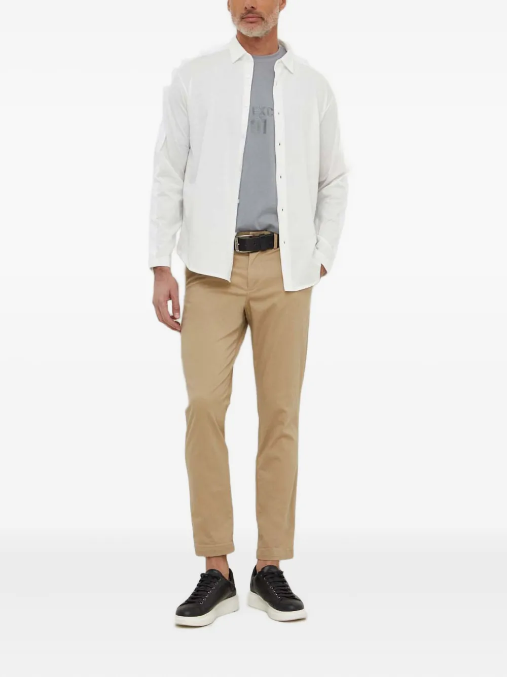 Armani Exchange logo-tape long-sleeve shirt - Wit