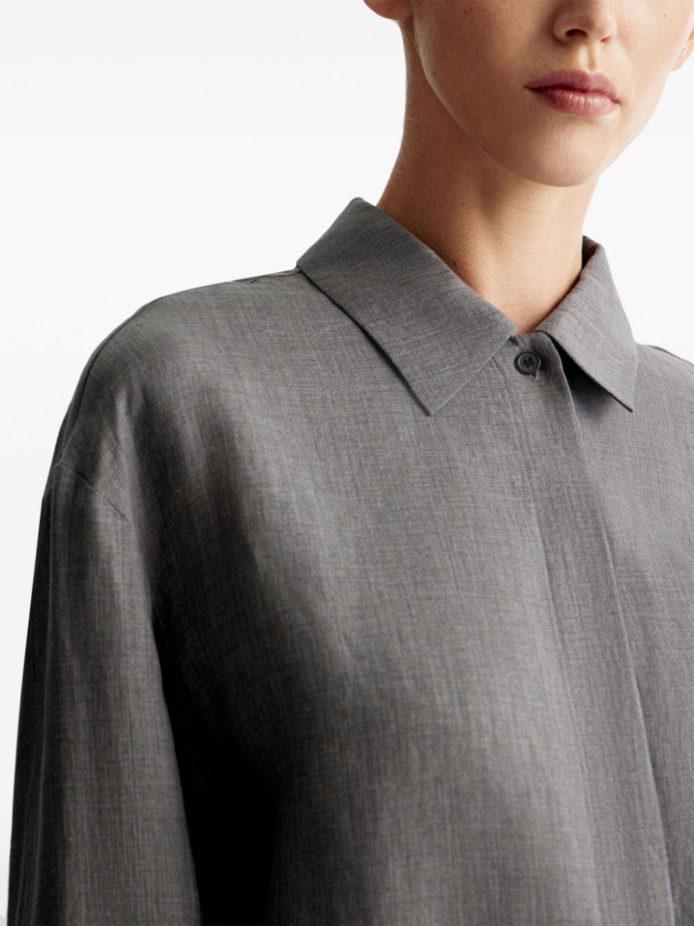 12 STOREEZ Linnen blouse met elastische taille Grijs