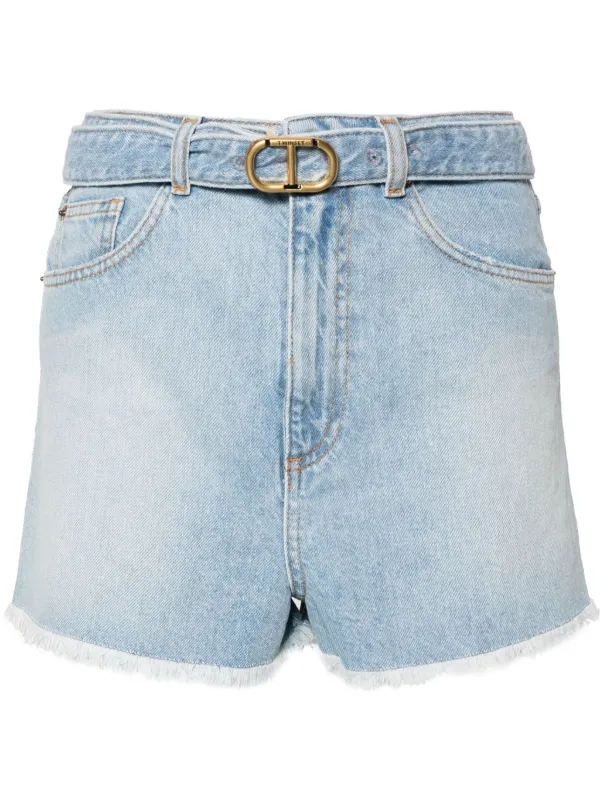 TWINSET Belted Denim Shorts Blue FARFETCH TR