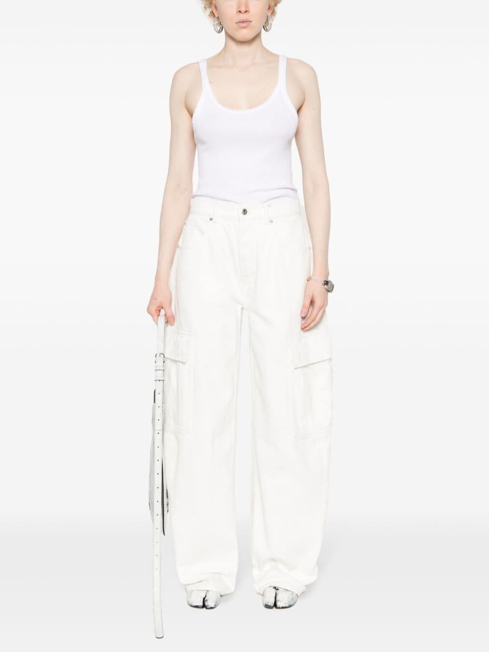 Shop Alexander Wang Low-rise Cargo Jeans In White