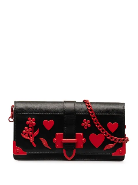 Prada Pre-Owned 2015-2020 City Calf Cahier Heart and Flower wallet-on-chain