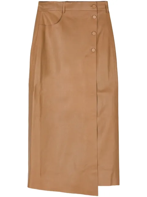 AERON wrap leather midi skirt