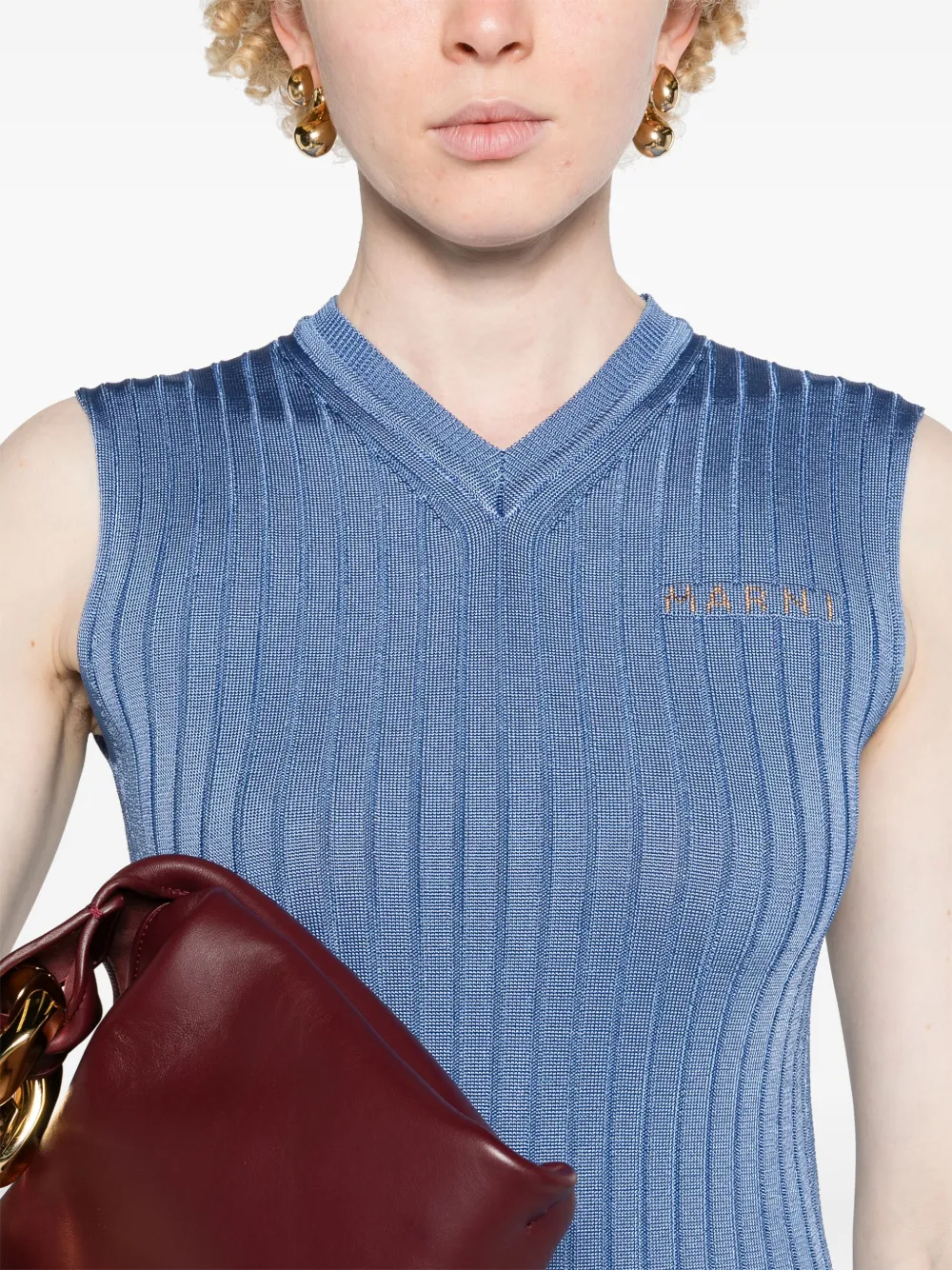 Marni Ribgebreide maxi-jurk Blauw