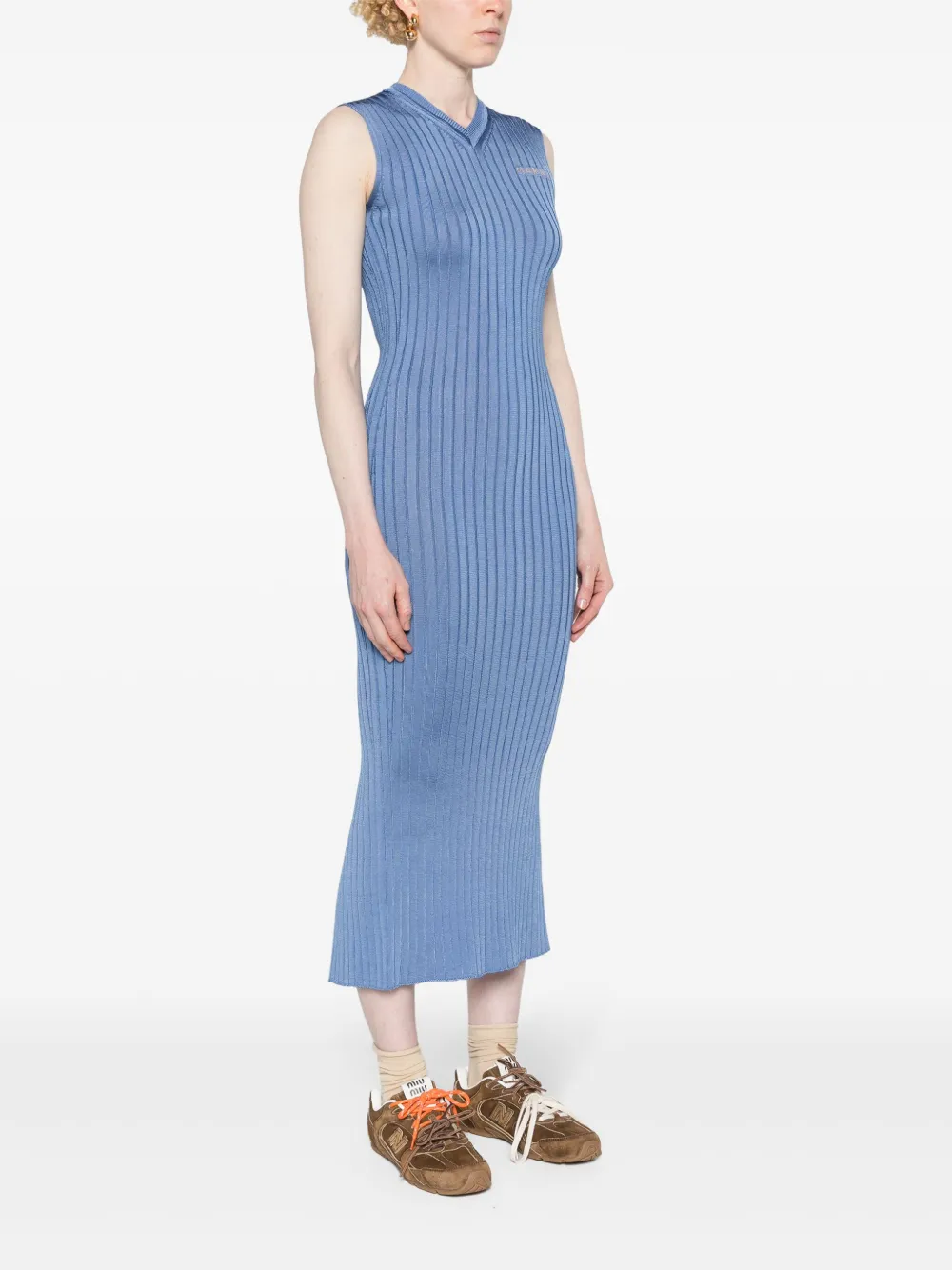 Marni Ribgebreide maxi-jurk Blauw