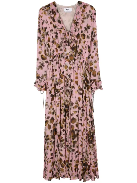 MSGM abstract-print ruffle-detailing dress