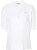 TWINSET logo-plaque ruffled-trim blouse - White