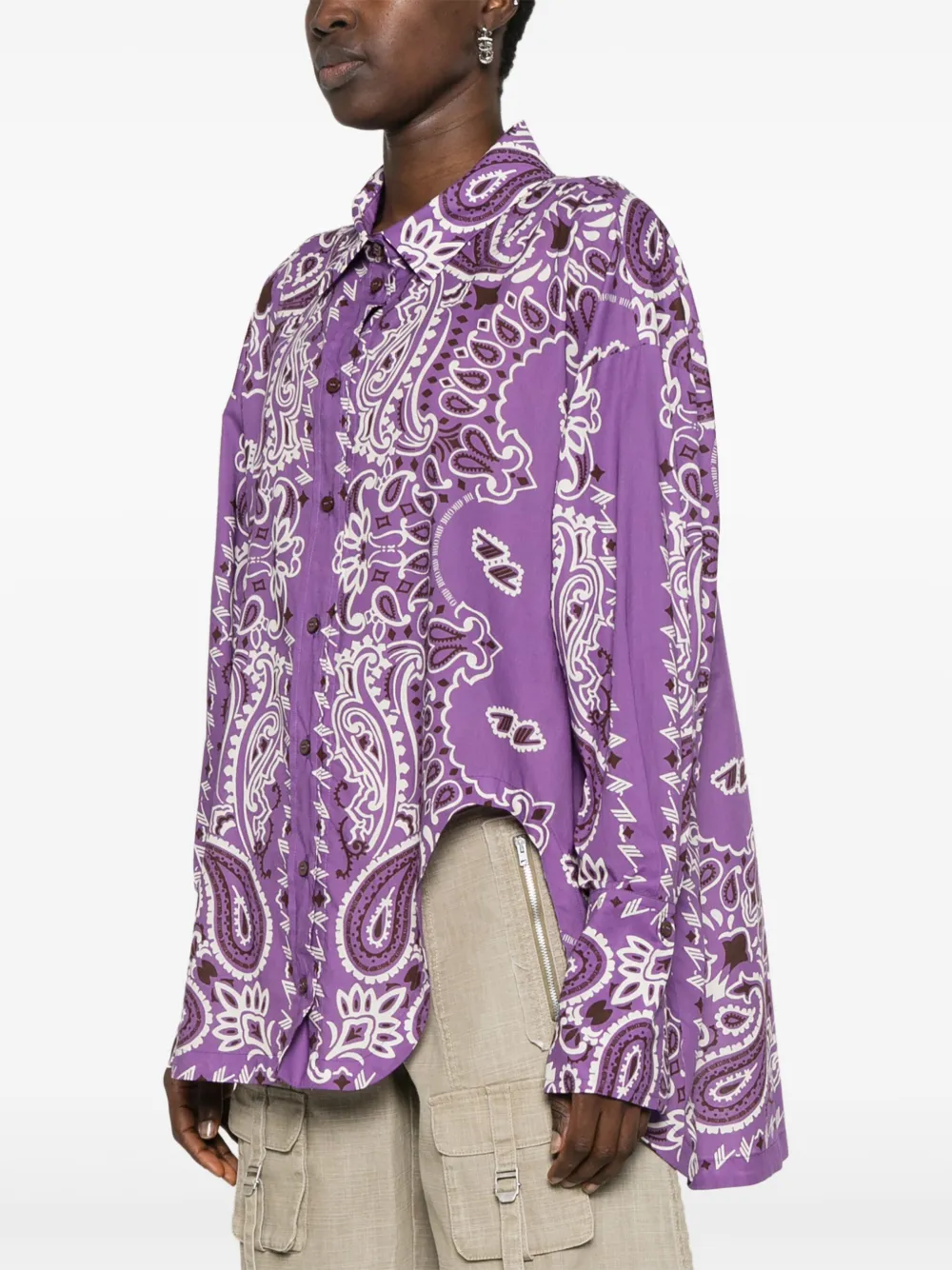 Shop Attico Paisley-print Cotton Shirt In Purple