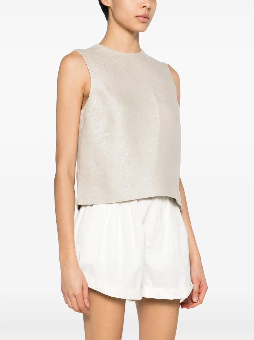 Shop Theory Sl Clean Linen Tank Top In Neutrals