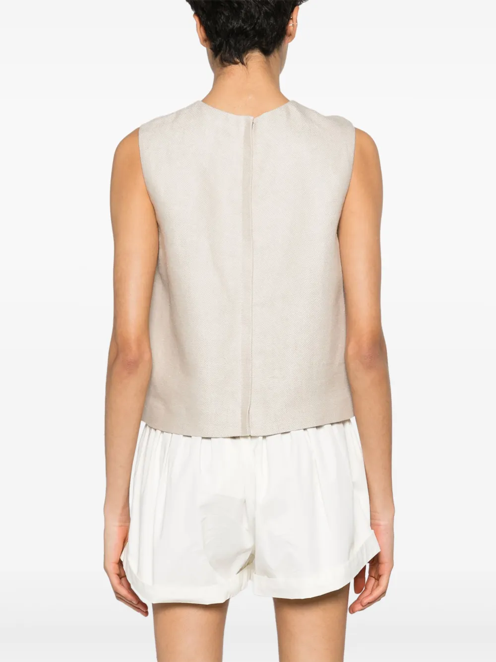 Shop Theory Sl Clean Linen Tank Top In Neutrals