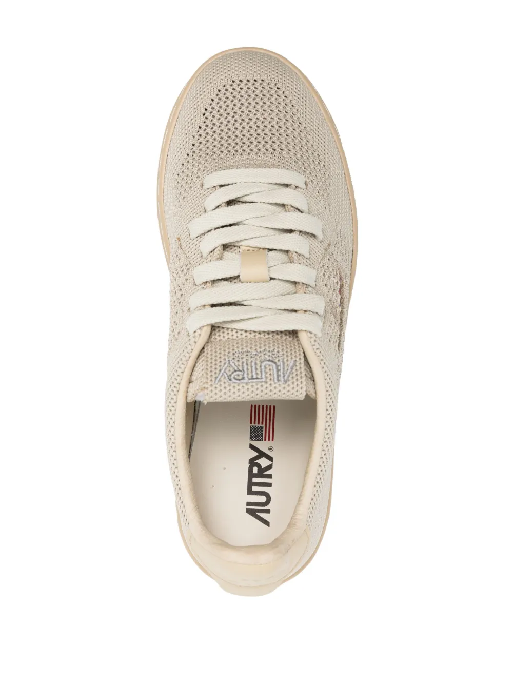 Shop Autry Logo-patch Open-knit Sneakers In Neutrals