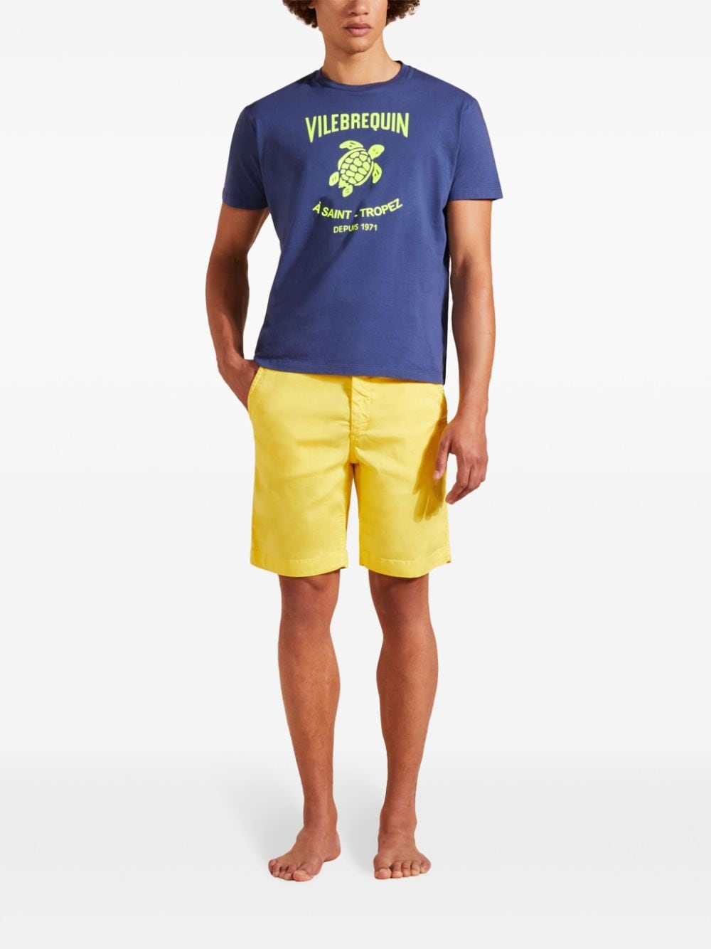 Shop Vilebrequin Logo-print Cotton T-shirt In Blue