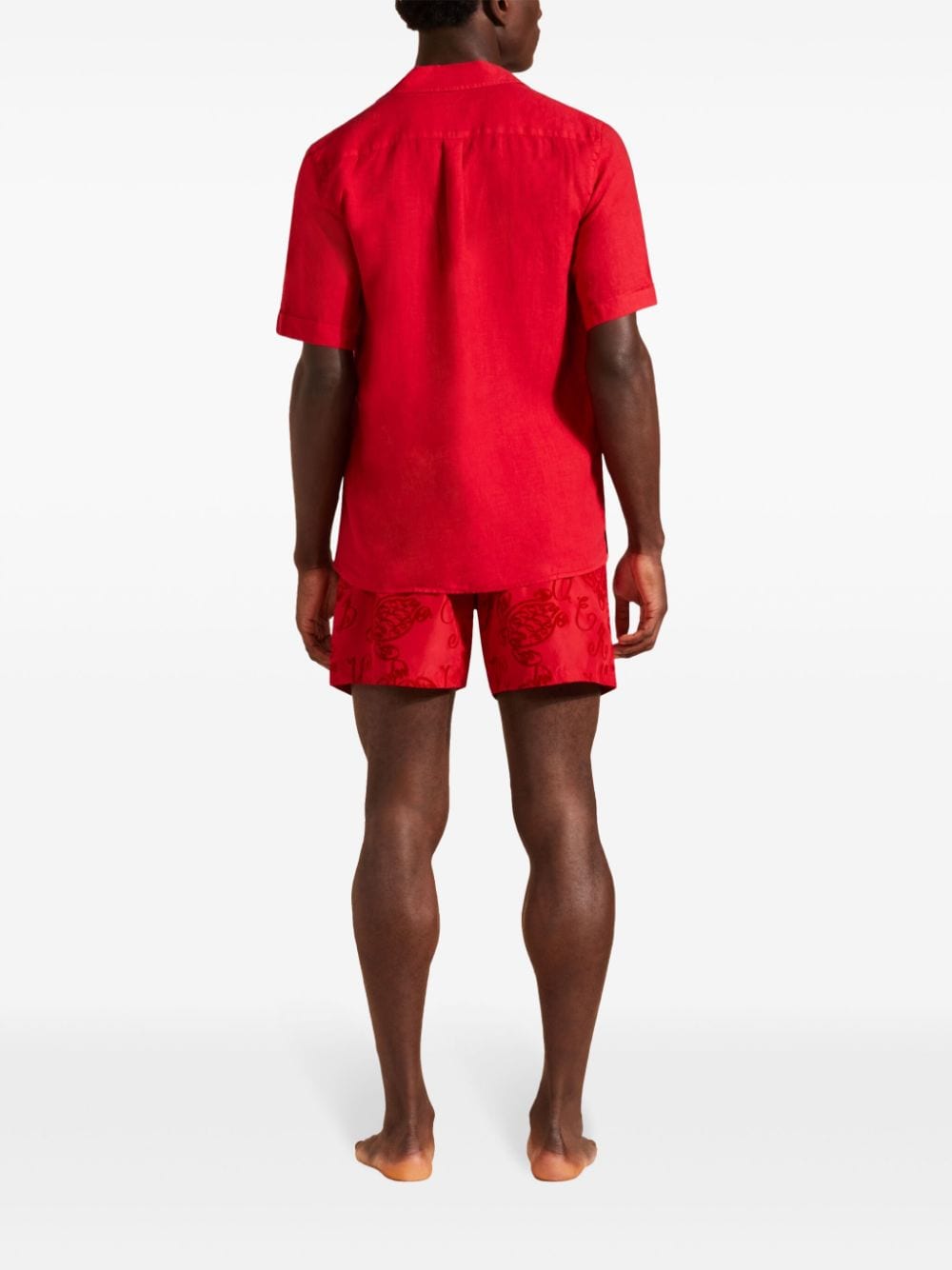 Shop Vilebrequin Short-sleeve Linen Shirt In Rot