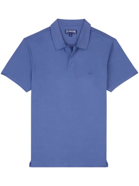 Vilebrequin turtle-embroidered tencel polo shirt