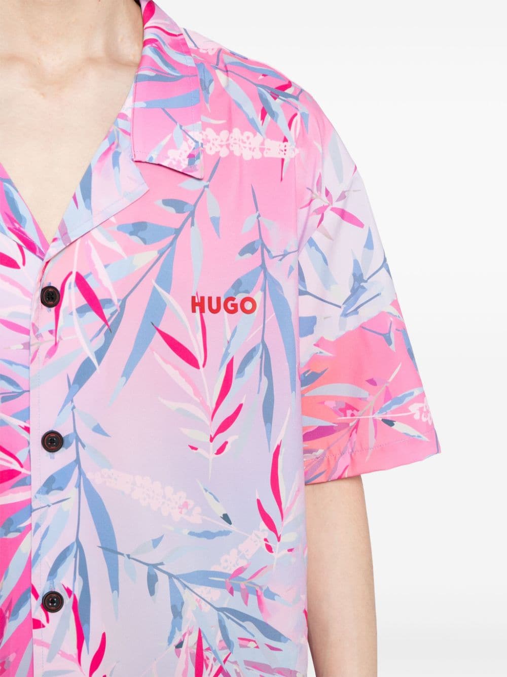 HUGO Beach overhemd met tropische print Roze